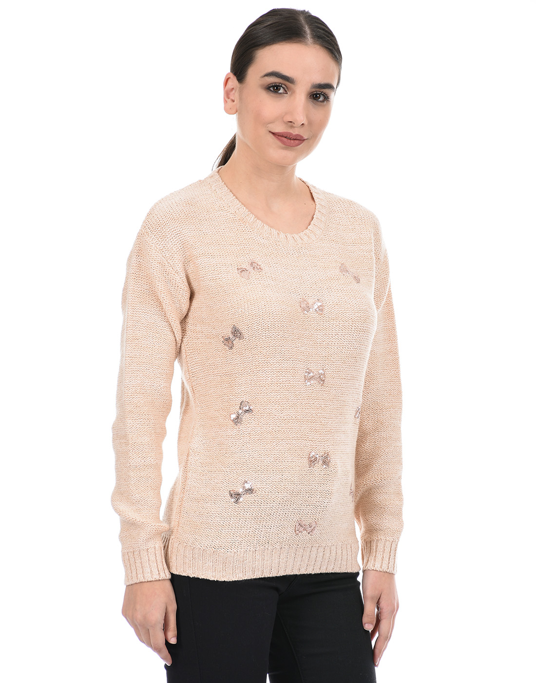 Species Women Peach Embellished Sweater